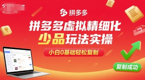 拼多多虚拟精细化少品玩法实操，小白0基础轻松复制-吾藏分享