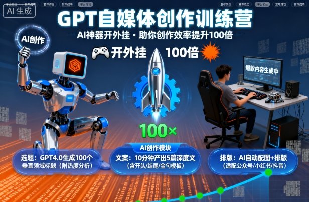 GPT自媒体创作训练营：AI神器开外挂，助你创作效率提升100倍-吾藏分享