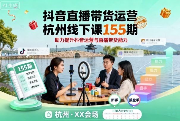 抖音直播带货运营杭州线下课155期，助力提升抖音运营与直播带货能力-吾藏分享