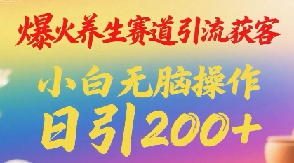 爆火养生赛道引流获客，小白无脑操作，日引200+-吾藏分享
