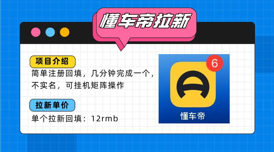 （15661期）懂车帝邪修拉新玩法，简单注册回填，不sm，单个拉新12rmb，轻松日入200+-吾藏分享