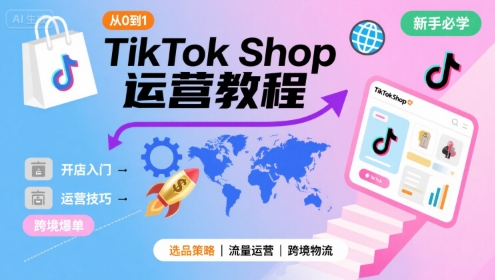 TikTok Shop从0到1运营教程，TikTok跨境电商新手必学课程-吾藏分享