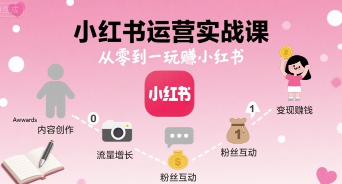 小红书运营实战课，从零到一玩賺小红书-吾藏分享