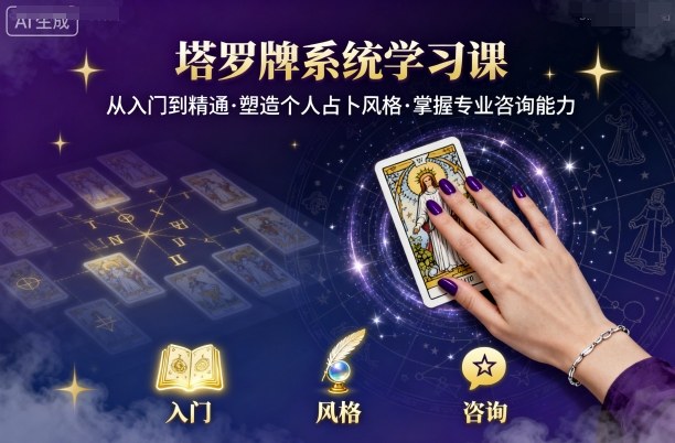塔罗牌系统学习课，助你从入门到精通，塑造个人占卜风格，掌握专业咨询能力-吾藏分享