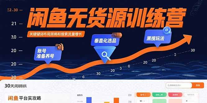 （15698期）闲鱼无货源训练营：账号准备养号/垂直化选品/黑搜玩法，0基础30天盈利指南-吾藏分享