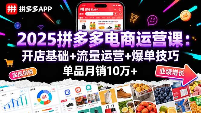 （16018期）2025拼多多电商运营课：开店基础+流量运营+爆单技巧，单品月销10万+-吾藏分享