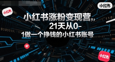 小红书涨粉变现营，21天从0-1做一个挣钱的小红书账号-吾藏分享