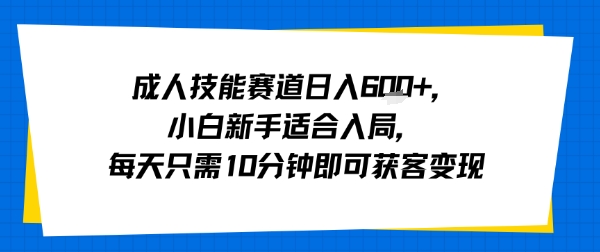 成人技能赛道日入多张，小白新手适合入局，每天只需10分钟即可获客变现-吾藏分享