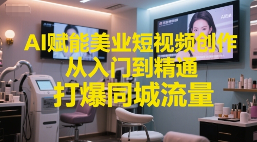 AI赋能美业短视频创作，从入门到精通，打爆同城流量，超级AI工具短视频实操落地-吾藏分享