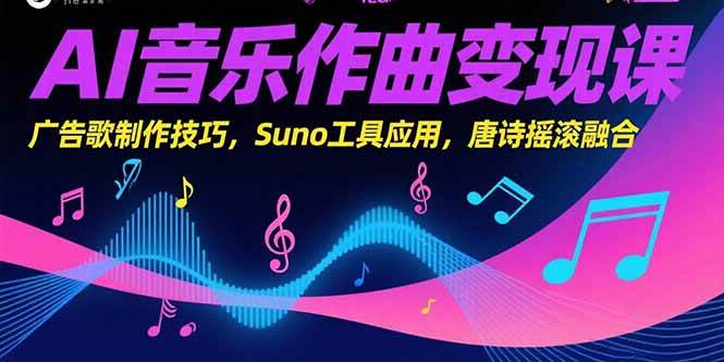 （15370期）AI音乐作曲变现课，广告歌制作技巧，Suno工具应用，唐诗摇滚融合-吾藏分享