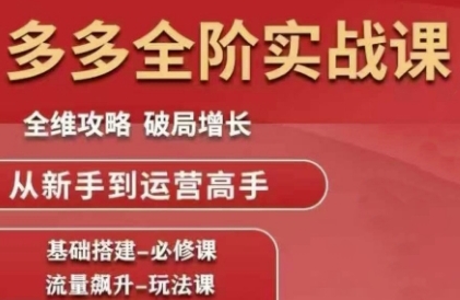 拼多多全阶实战课程，全维攻略，破局增长，从新手到运营高手-吾藏分享