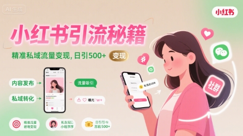 小红书引流秘籍，精准私域流量变现，日引500+-吾藏分享