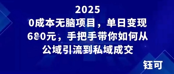 0成本无脑项目，单日变现多张，手把手带你如何从公域引流到私域成交-吾藏分享