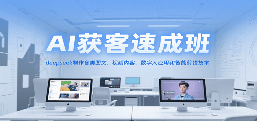 AI获客速成班，deepseek制作各类图文、视频内容，数字人应用和智能剪辑技术-吾藏分享