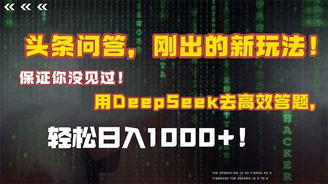 （15217期）头条问答，刚出的新玩法！保证你没见过！结合Deepseek高效答题，日入1000+-吾藏分享