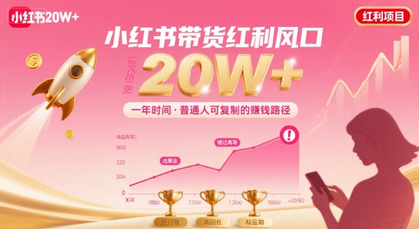 一年时间靠小红书带货项目年入20w+，最不能错的大红利项目-吾藏分享