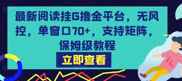 最新阅读挂G撸金平台，无风控，单窗口70+，支持矩阵，保姆级教程【揭秘】-吾藏分享