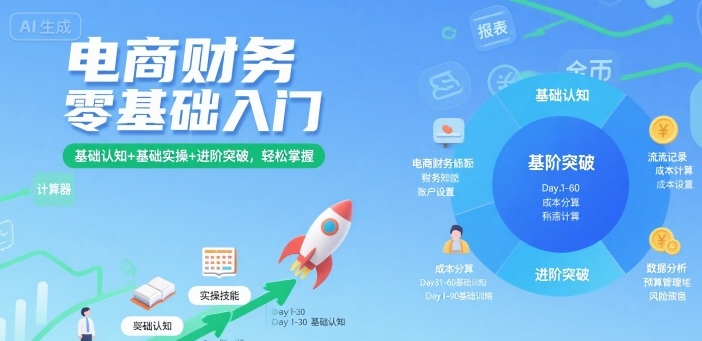 电商财务零基础入门，基础认知+基础实操+进阶突破，轻松掌握-吾藏分享