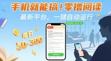 手机就能搞！零撸阅读挂G，最新平台，一键自动运行，随时随地挣，单日50-3张+【揭秘】-吾藏分享