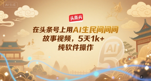 在头条号上用AI生民间故事视频，5天1k+，纯软件操作-吾藏分享