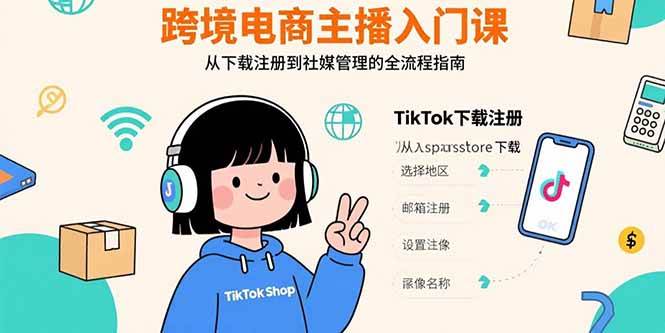 （15708期）跨境电商主播入门课，TikTok下载注册，支付工具配置，社媒账号管理全流程-吾藏分享