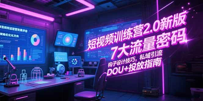 （15255期）短视频训练营2.0新版，7大流量密码/钩子设计技巧/私域引流/DOU+投放指南-吾藏分享