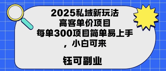 2025私域新玩法高客单价，每单3张操作简单，小白可轻松上手-吾藏分享