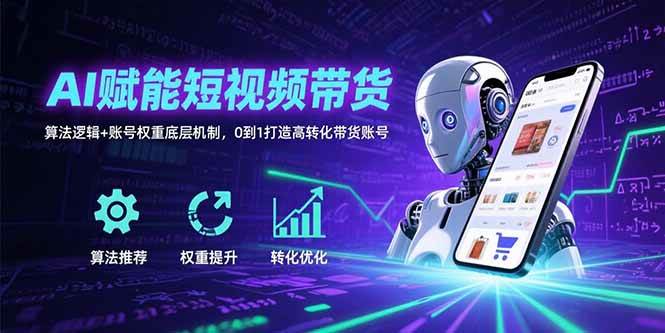 （15563期）AI赋能短视频带货：算法逻辑+账号权重底层机制，0到1打造高转化带货账号-吾藏分享