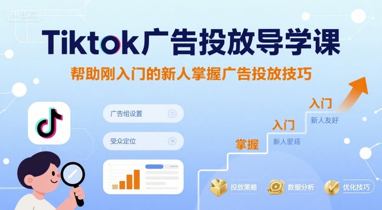 Tiktok广告投放导学课，帮助刚入门的新人掌握广告投放技巧-吾藏分享