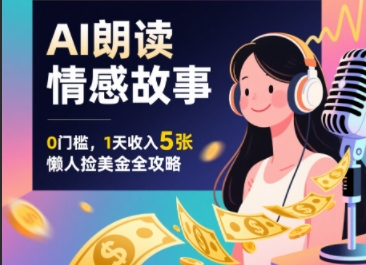Ai朗读情感故事，0门槛，1天收入5张，每天10分钟，懒人捡美金全攻略-吾藏分享