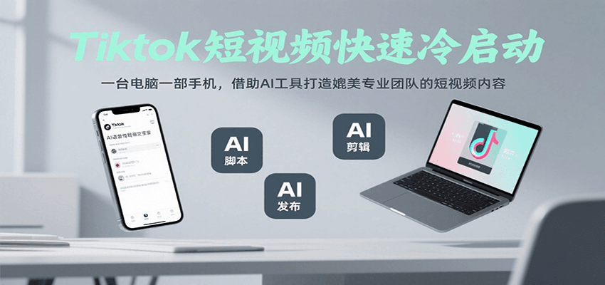 Tiktok短视频快速冷启动，一台电脑一部手机，借助AI工具打造媲美专业团队的短视频内容-吾藏分享