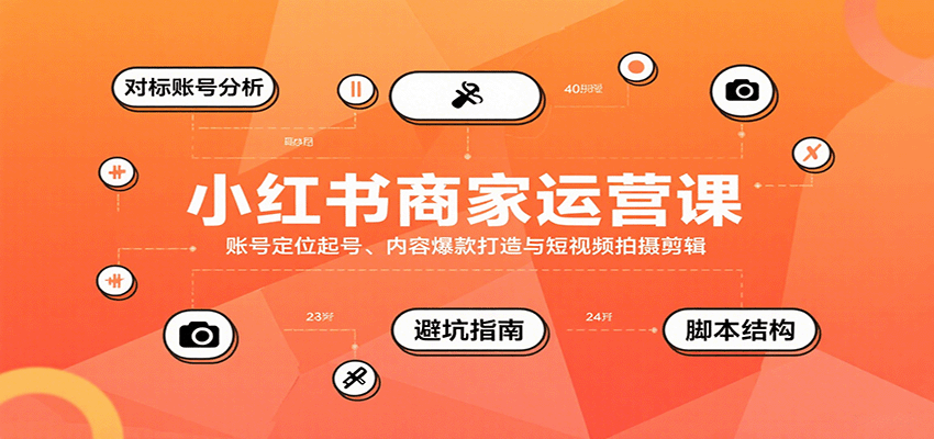 小红书商家运营课，账号定位起号、内容爆款打造与短视频拍摄剪辑-吾藏分享