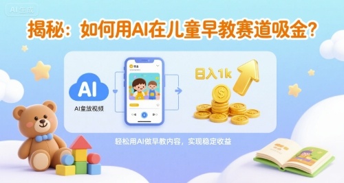 揭秘：如何用AI在儿童早教赛道吸金?一键生成视频，日入1k不是梦-吾藏分享
