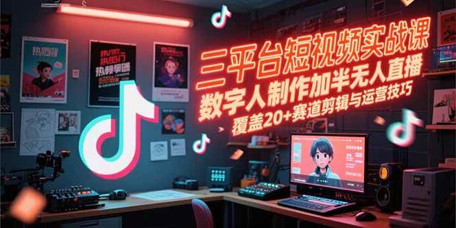 （15265期）三平台短视频实战课，数字人制作加半无人直播，覆盖20+赛道剪辑与运营技巧-吾藏分享