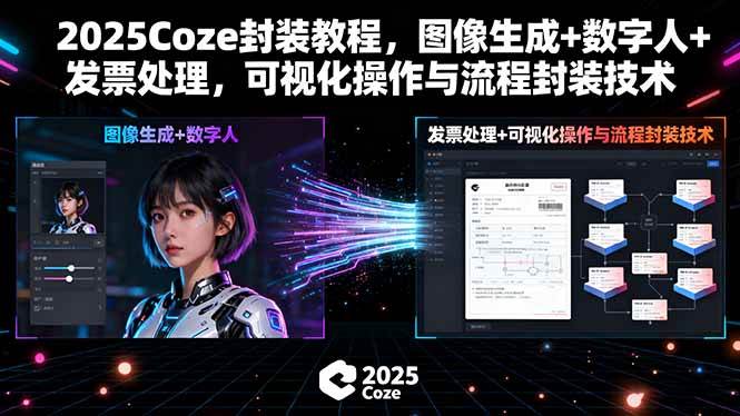 （15980期）2025Coze封装教程，图像生成+数字人+发票处理，可视化操作与流程封装技术-吾藏分享