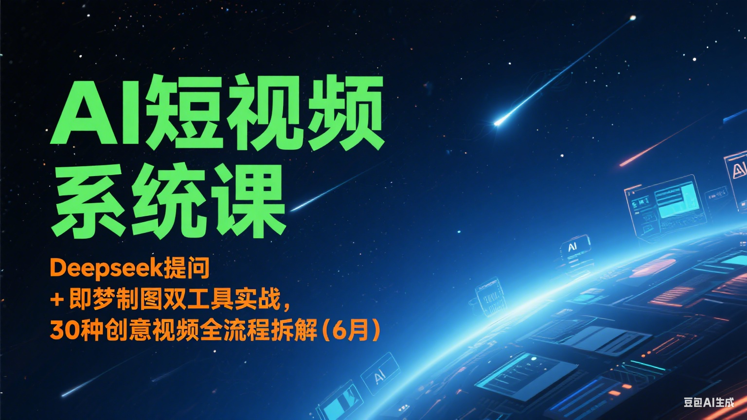 AI短视频系统课：Deepseek提问 + 即梦制图双工具实战，30种创意视频全流程拆解(6月)-吾藏分享