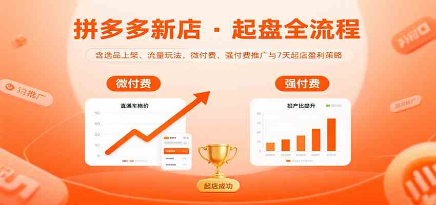 拼多多新店起盘全流程，含选品上架、流量玩法，微付费、强付费推广与7天起店盈利策略-吾藏分享