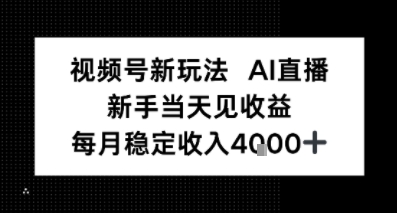 视频号新玩法AI直播，新手小白当天见收益，月入4k+-吾藏分享