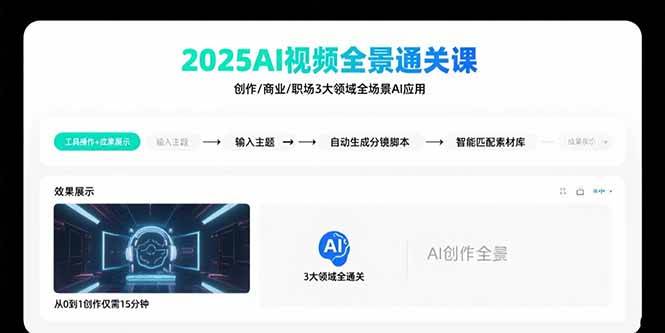 （15762期）2025AI视频全景通关课：涵盖创作/商业/职场3大领域 掌握AI全场景应用-吾藏分享