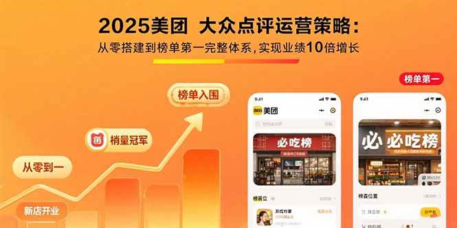 （15602期）2025美团 大众点评运营策略:从零搭建到榜单第一完整体系,实现业绩10倍增长-吾藏分享