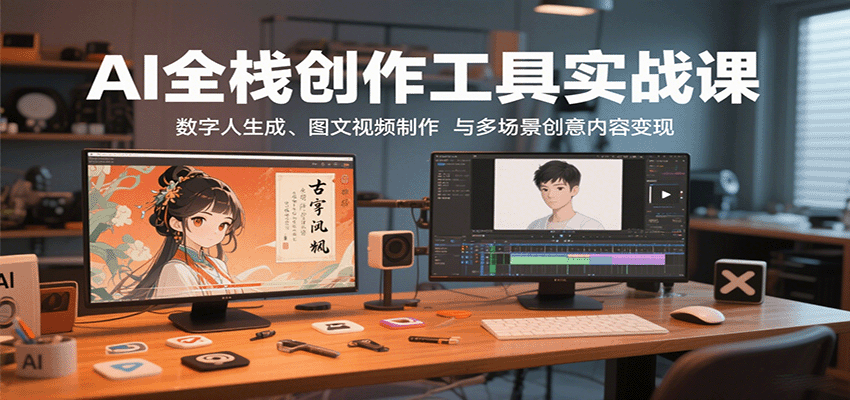 AI全栈创作工具实战课：数字人生成、图文视频制作与多场景创意内容变现-吾藏分享