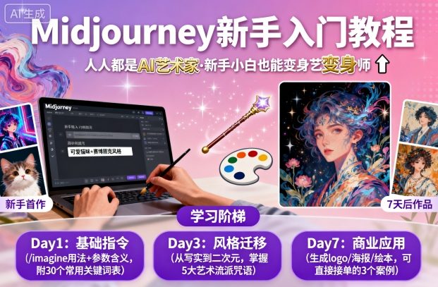 midjourney新手入门教程：人人都是AI艺术家，新手小白也能变身艺术大师-吾藏分享