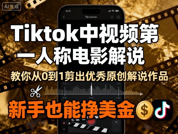 Tiktok中视频第一人称电影解说，教你从0到1剪出一个优秀的原创解说作品，新手也能挣美金-吾藏分享