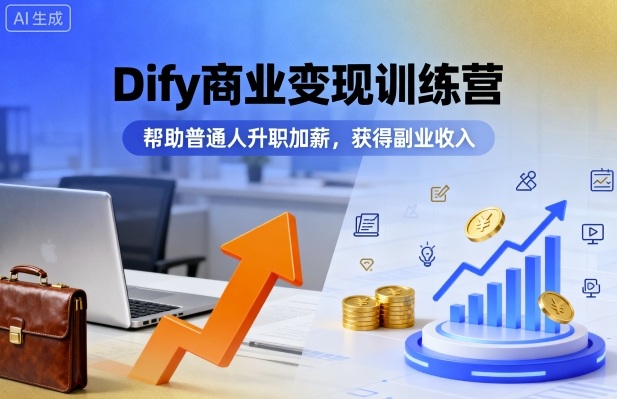 Dify商业变现训练营，帮助普通人升职加薪，获得副业收入-吾藏分享