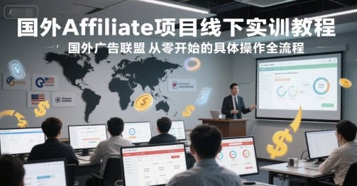 国外Affiliate项目线下实训教程，国外广告联盟从零开始的具体操作全流程-渝渝网创