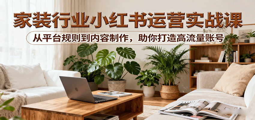 小红书家装行业运营实战课：从平台规则到内容制作，助你打造高流量账号-吾藏分享