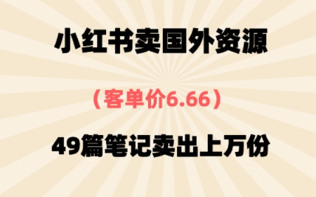 ⼩红书国外资料，客单价6.66，49篇笔记卖出上万份-吾藏分享