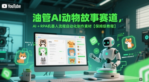 油管AI动物故事赛道，AI+RPA机器人流程自动化制作素材【保姆级教程】-渝渝网创