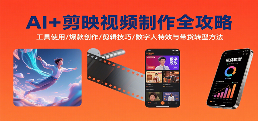 AI+剪映视频制作全攻略：工具使用/爆款创作/剪辑技巧/数字人特效与带货转型方法-吾藏分享