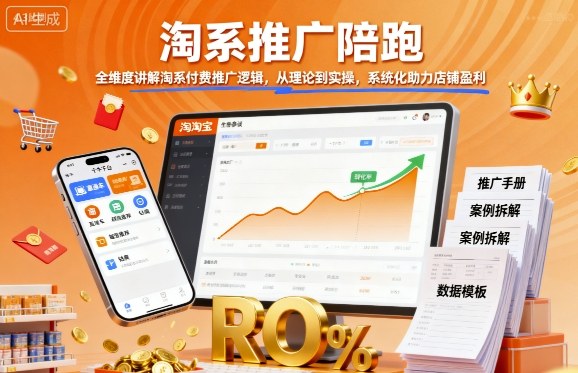 淘系推广陪跑，全维度讲解淘系付费推广逻辑，从理论到实操，系统化助力店铺盈利-吾藏分享
